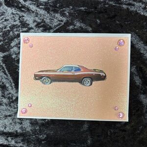 Brown Glitter Car Greeting Card